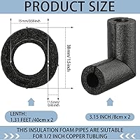 Vista 2 de Paquete de 4 tubos de espuma de aislamiento de codo para exteriores, cubiertas de tubería negra, tubos de aislamiento de codos, cubiertas de espuma