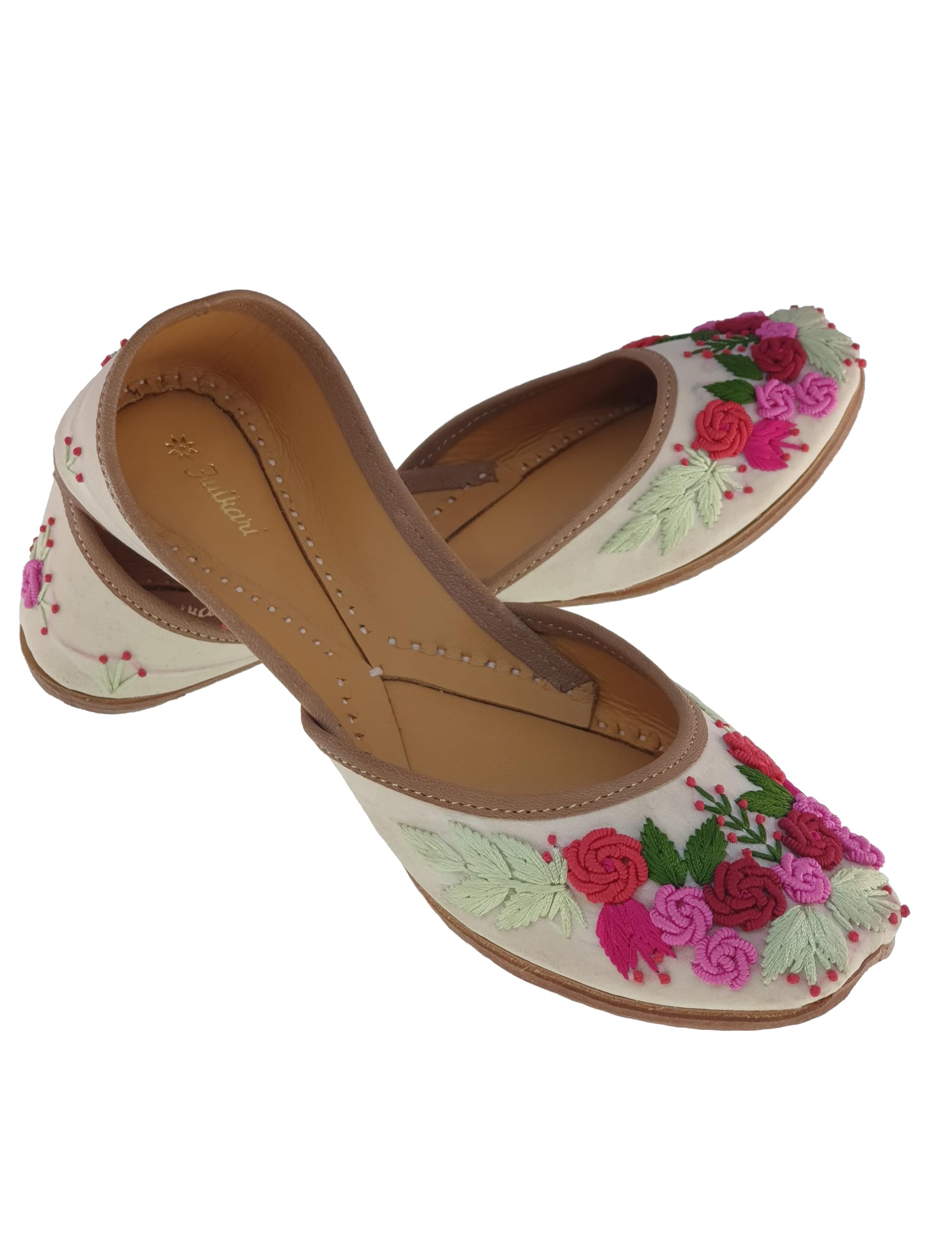 fulkari Women Paradise Multicolor Genuine Soft Leather Embroidered Jutis | Bite and Pinch Free Jutti | Punjabi Formal Juttis | Girl's Wedding Flat Ladies Mojari | Formal Ethnic Juti |-picture-52