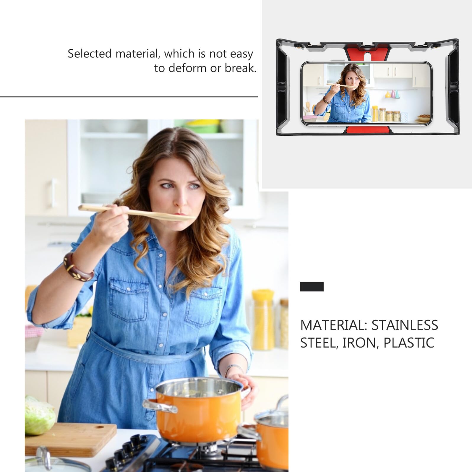 Stabilisateur Smartphone pour Téléphone Portable, Support Vidéo pour Téléphone en Abs Noir, Usage Horizontal et Vertical, Connectable Trépied, pour Vidéo