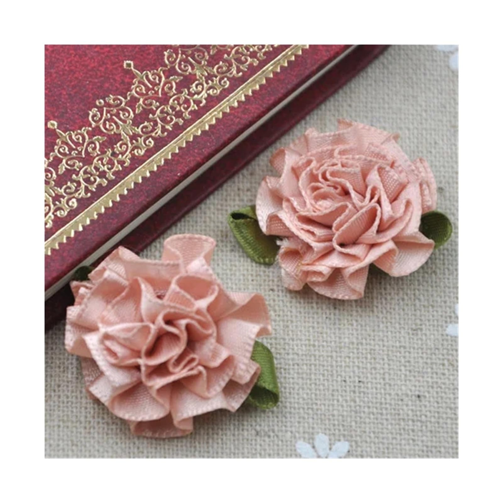 LOVSSU Fabric Flowers 40pcs U Pick Ribbon Flower Carnation Appliques Sewing/craft/wedding Lots(Color 02)