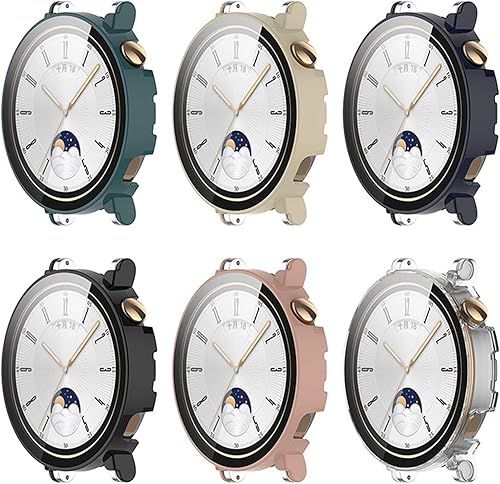 Paquete de 6 fundas rĂgidas de policarbonato con protector de pantalla de vidrio templado compatible con Huawei Watch GT4 de 1.614 pulgadas (1.614 Paquete de 6 fundas rĂgidas de policarbonato con protector de pantalla de vidrio templado compatible con Huawei Watch GT4 de 1.614 pulgadas (1.614
