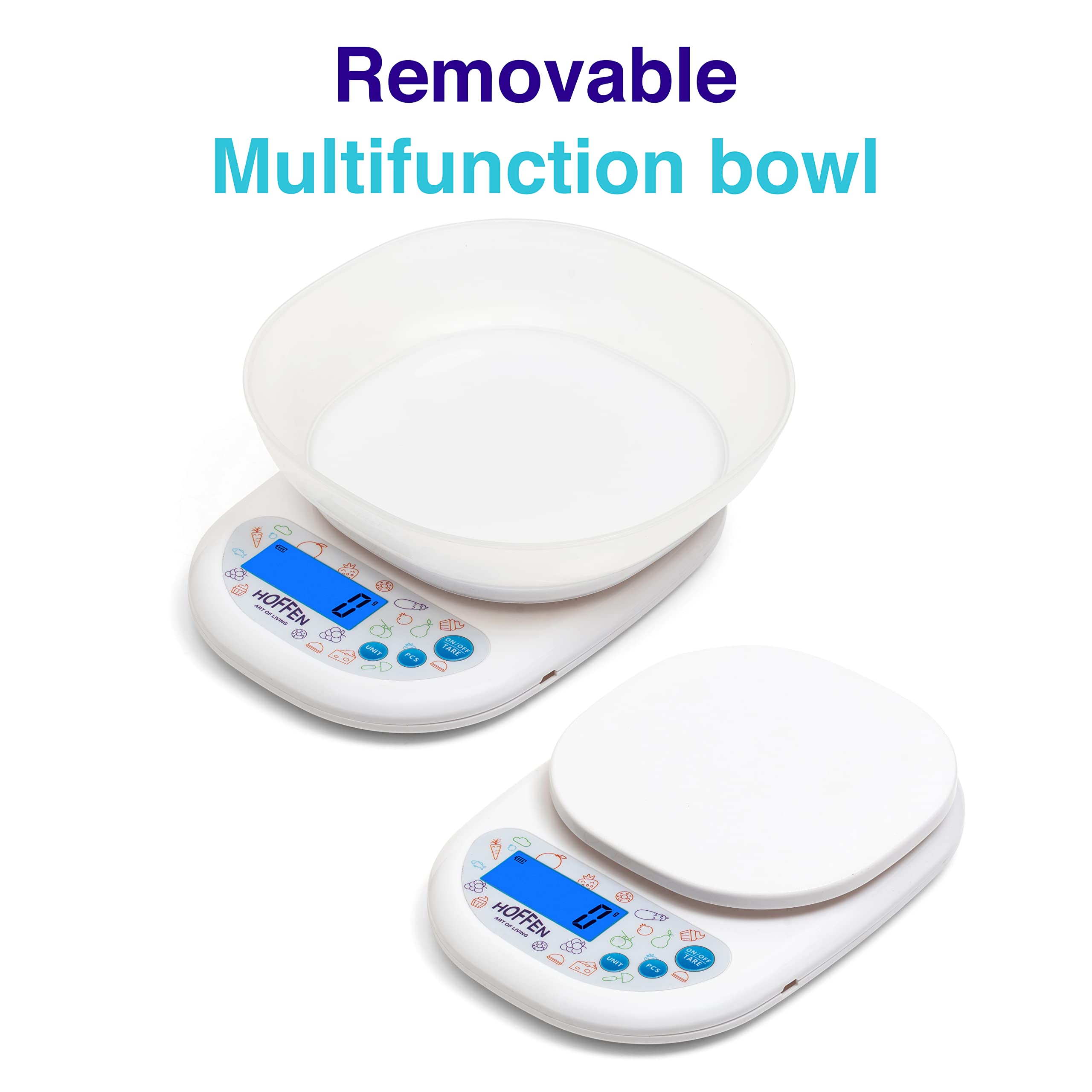 Hoffen (India) Electronic Digital Weighing Scale With 10 Kg Capacity, Weight Machine For Kitchen,Home, Baking, Health, Weight Machine For Food, Battries Included, 2 Years Warranty, White 2