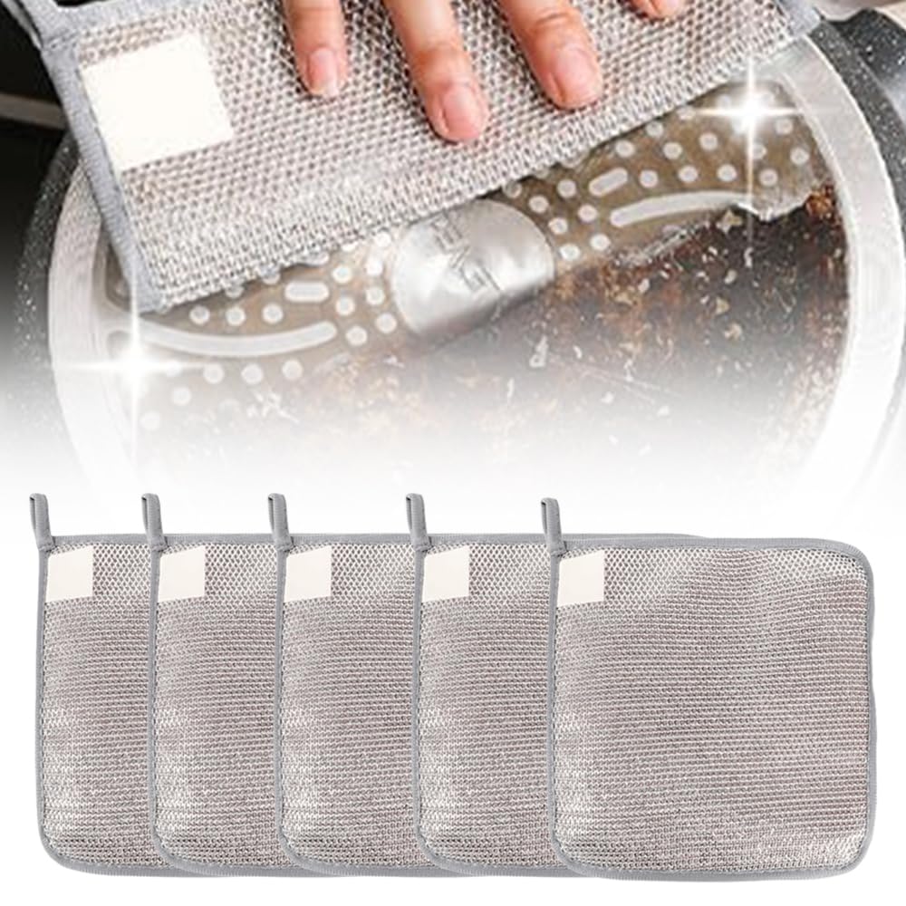 2025 New Multipurpose Wire Dishwashing Rags for Wet and Dry Metal Scrubbing Pads Sponge Cloths Towels Clean Non-Scratch