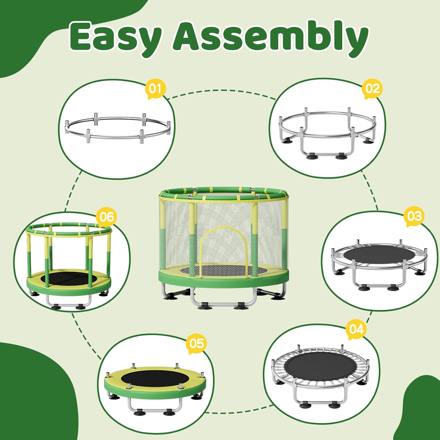 55" Trampoline for Kids, 440lbs Capacity Indoor & Outdoor Toddler Trampoline, Gifts for Boys & Girls