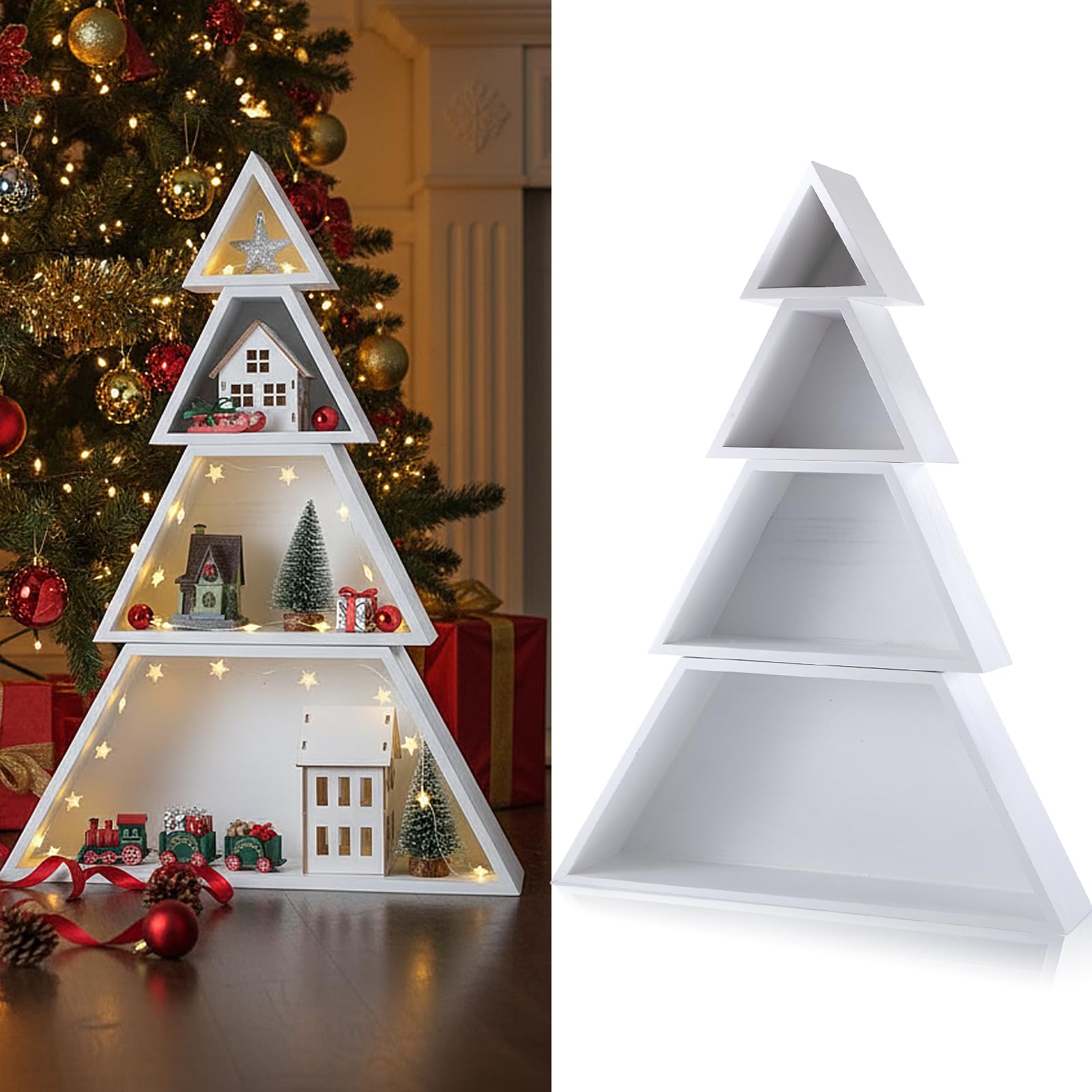 Amazon.com: AceOrbit 4 Tier Large Wooden Christmas Tree Display