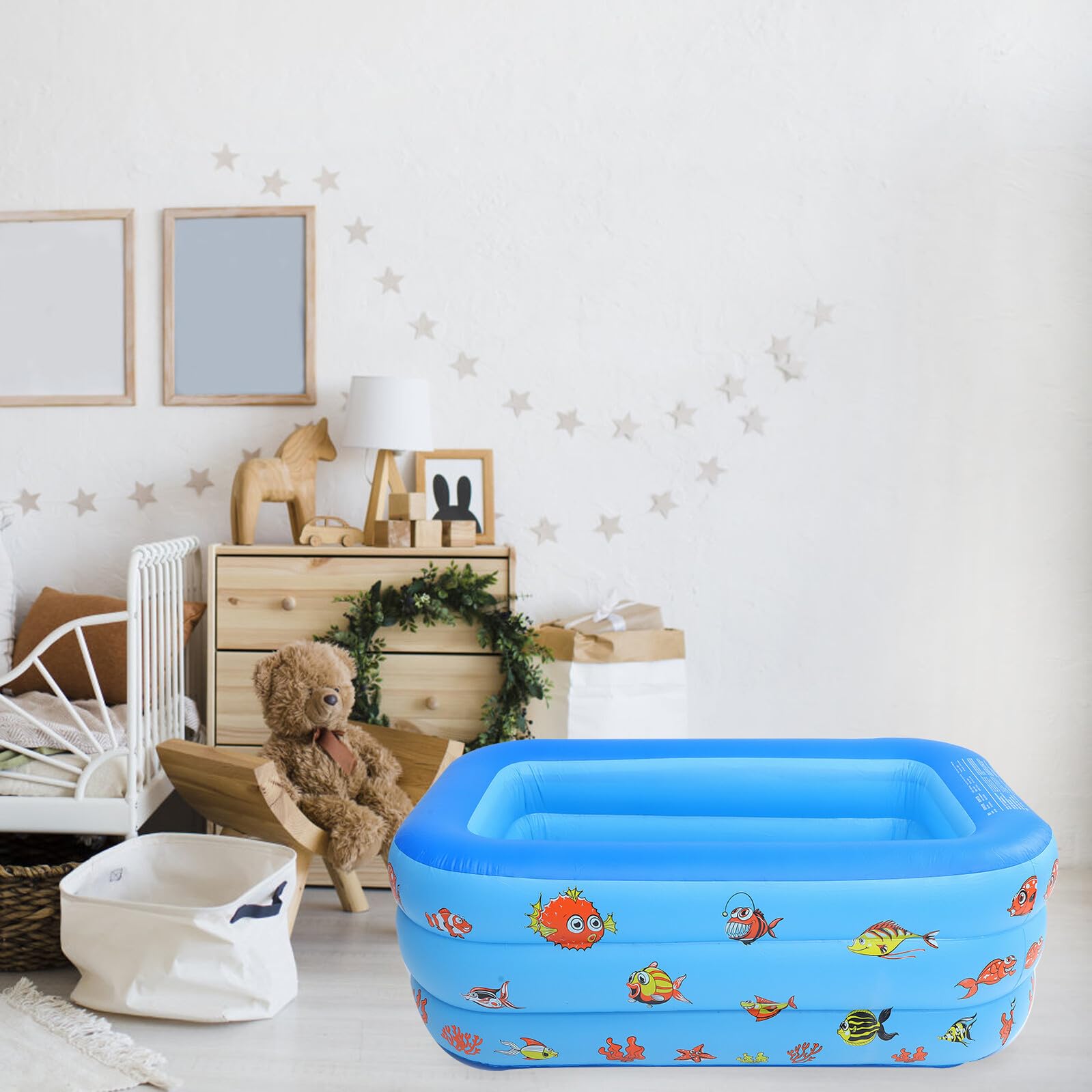 Piscina Infantil Inflable de PVC, Tres Capas, Azul para Niños