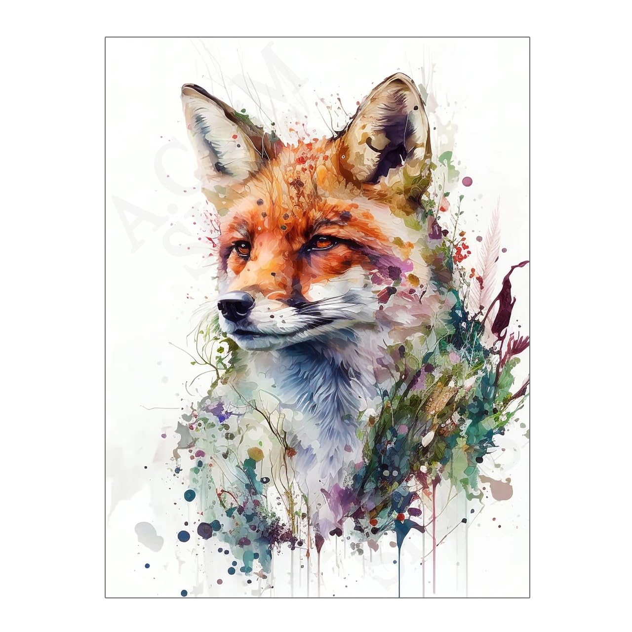 Colourful Fox Metal Wall Art Print Sign Plaque 10.6 x 8in 15342