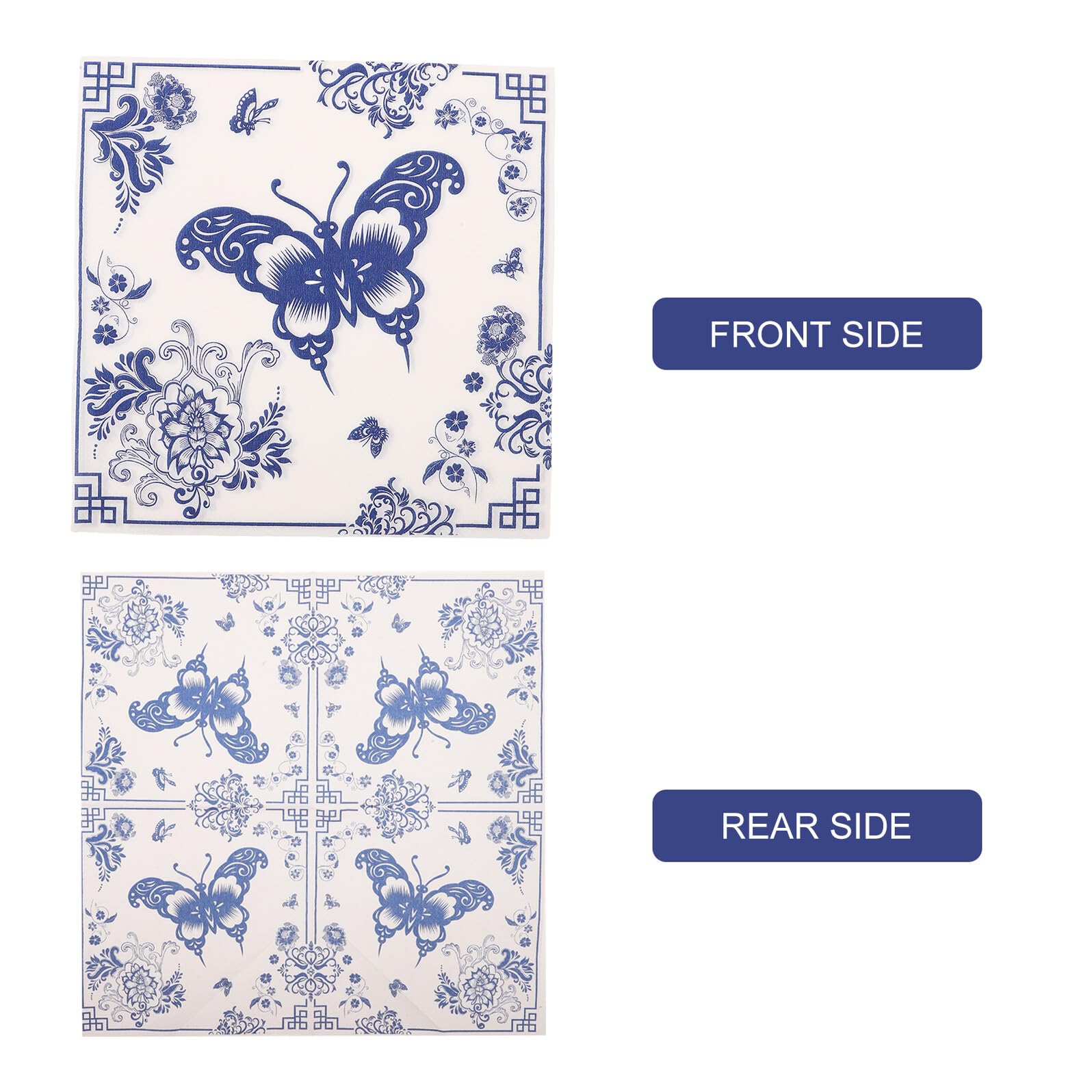 Servilletas de Papel Desechables Chinoiserie Azul para Fiestas y Banquetes, 5 Paquetes de 100 Unidades, Toallas de Mesa Absorbentes para Bodas, Despedidas de Soltera y