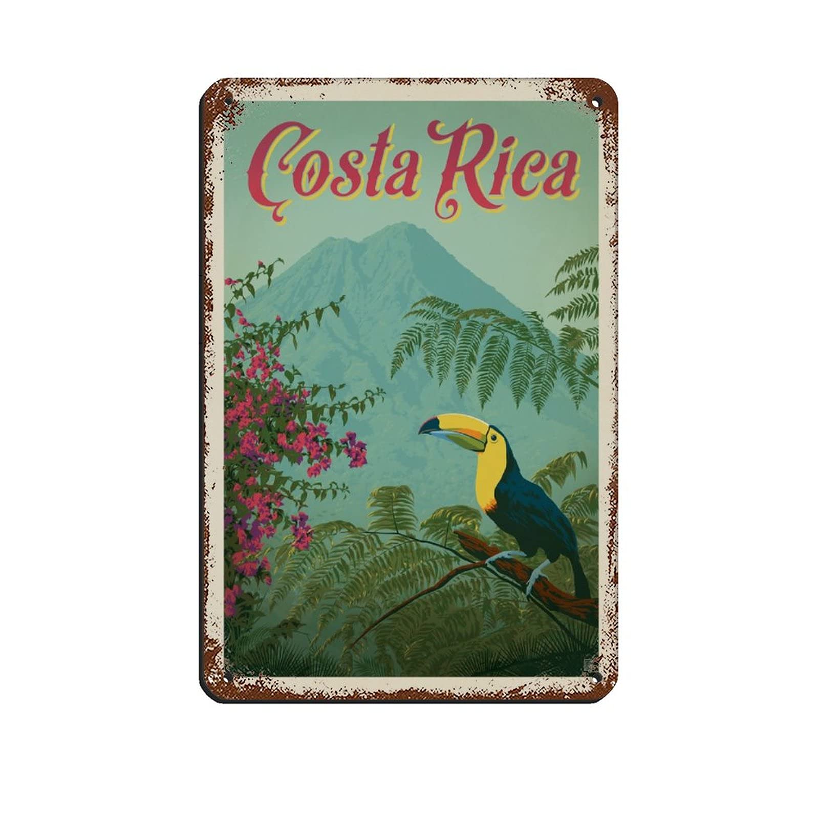 AZOLID Vintage Signs Metal Signs Costa Rica Metal Travel Tin Signs Wall Decor for Cafe Bar Pub Home 14x20CM