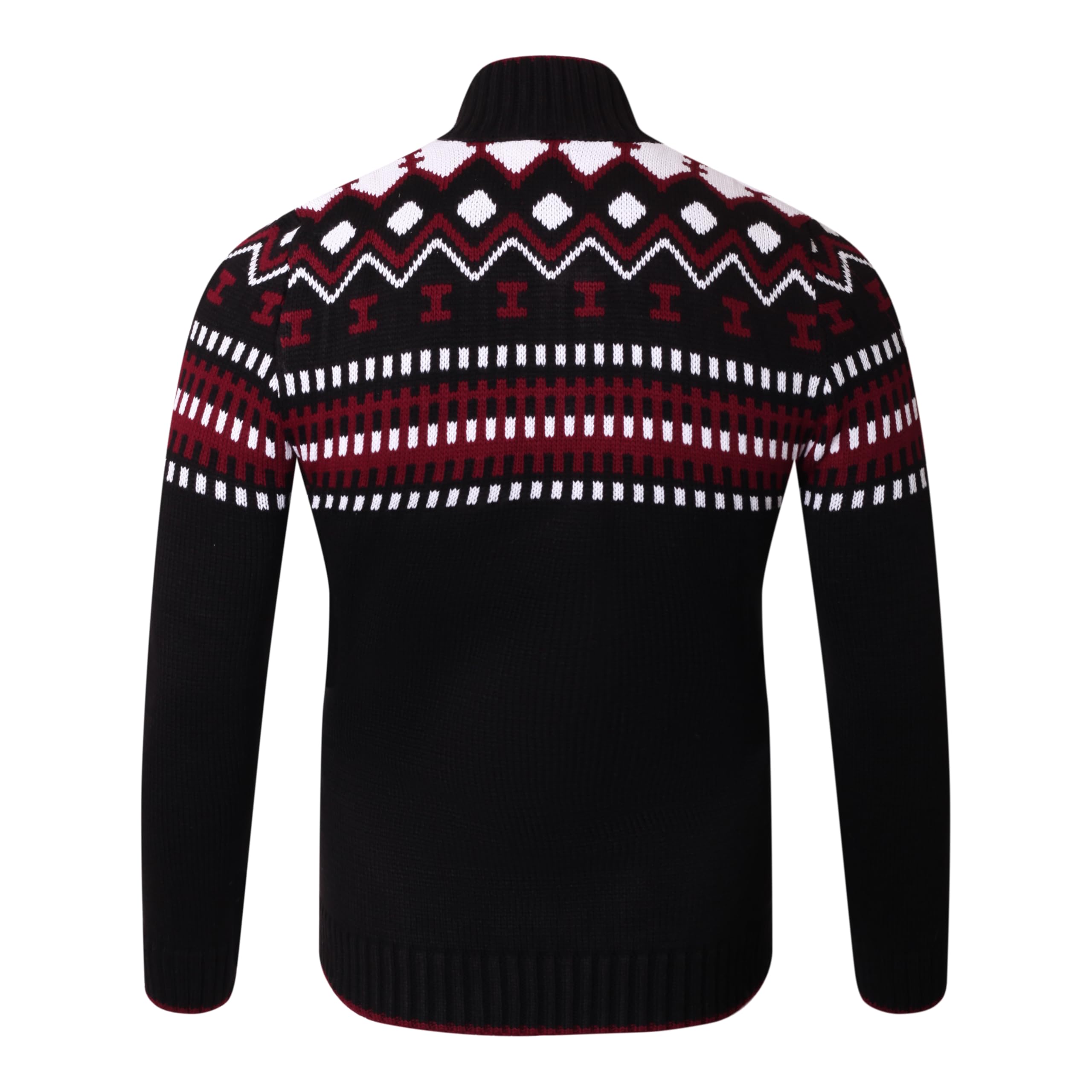 Reslad Herren Strickpullover Crewneck Zipper Winterpullover für Männer Norweger Pullover RS-3110
