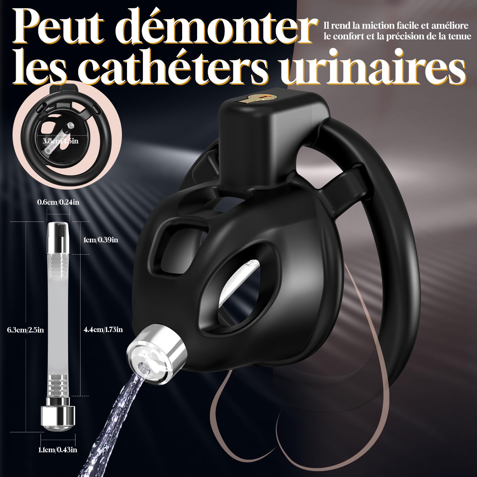 Cage de Chasteté Pénis Sex Toýs Homme Couple - 2 Styles Chastity Cage Légère avec 3 Taille Anneaux de Pénis 2 Serrure Invisible et 1 Cathéter Urétral, BDSM Cage à Pénis Plate pour Contrôle l’Érection