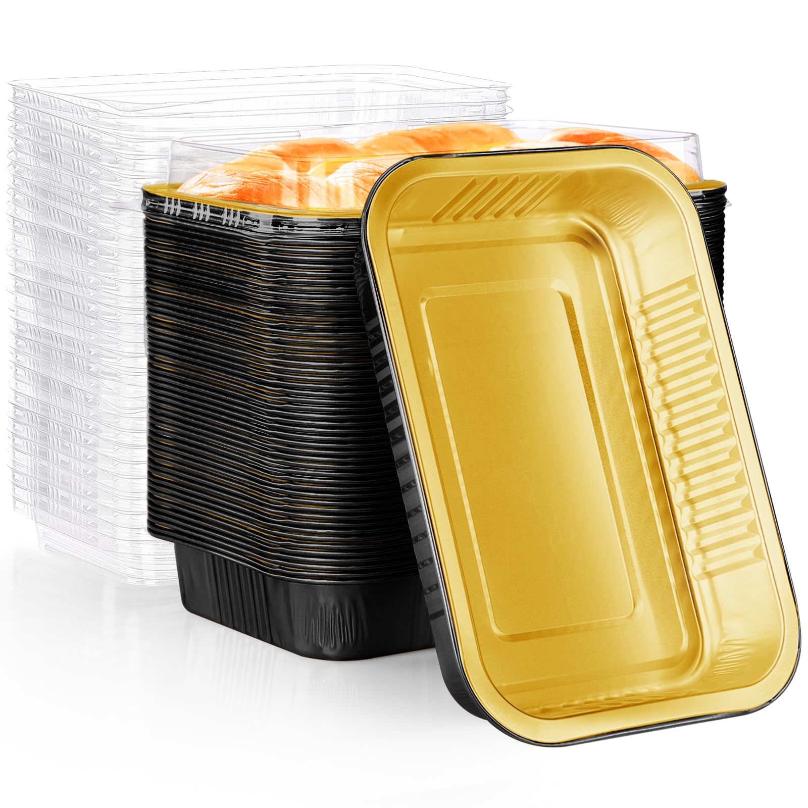 Tazas para hornear cupcakes y pan, moldes desechables de papel de aluminio de 20 oz con tapas