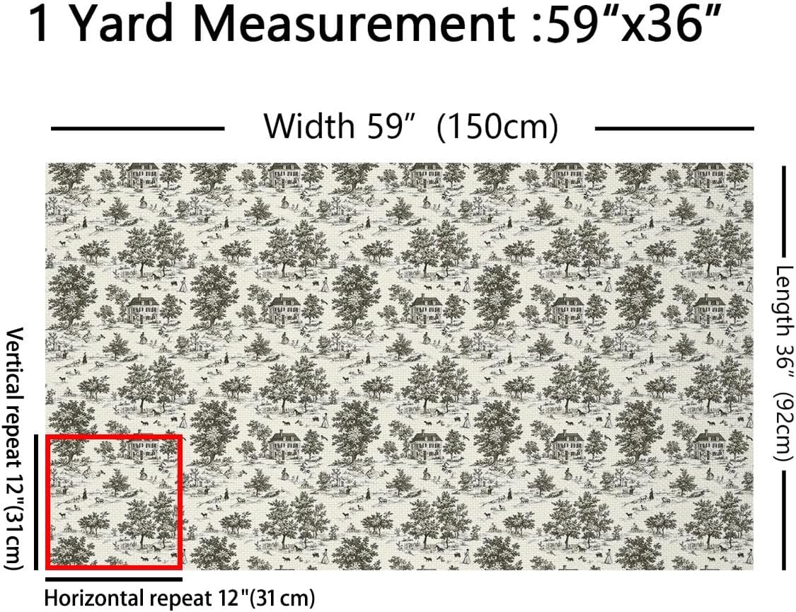 jejeloiu Kids Vintage French Country Fabric by The Yard 5 Yards Western Upholstery Fabric for Chairs Outdoor Fabric Farmhouse Farm Decorative Waterproof Outdoor Fabric Outdoor Fabric
