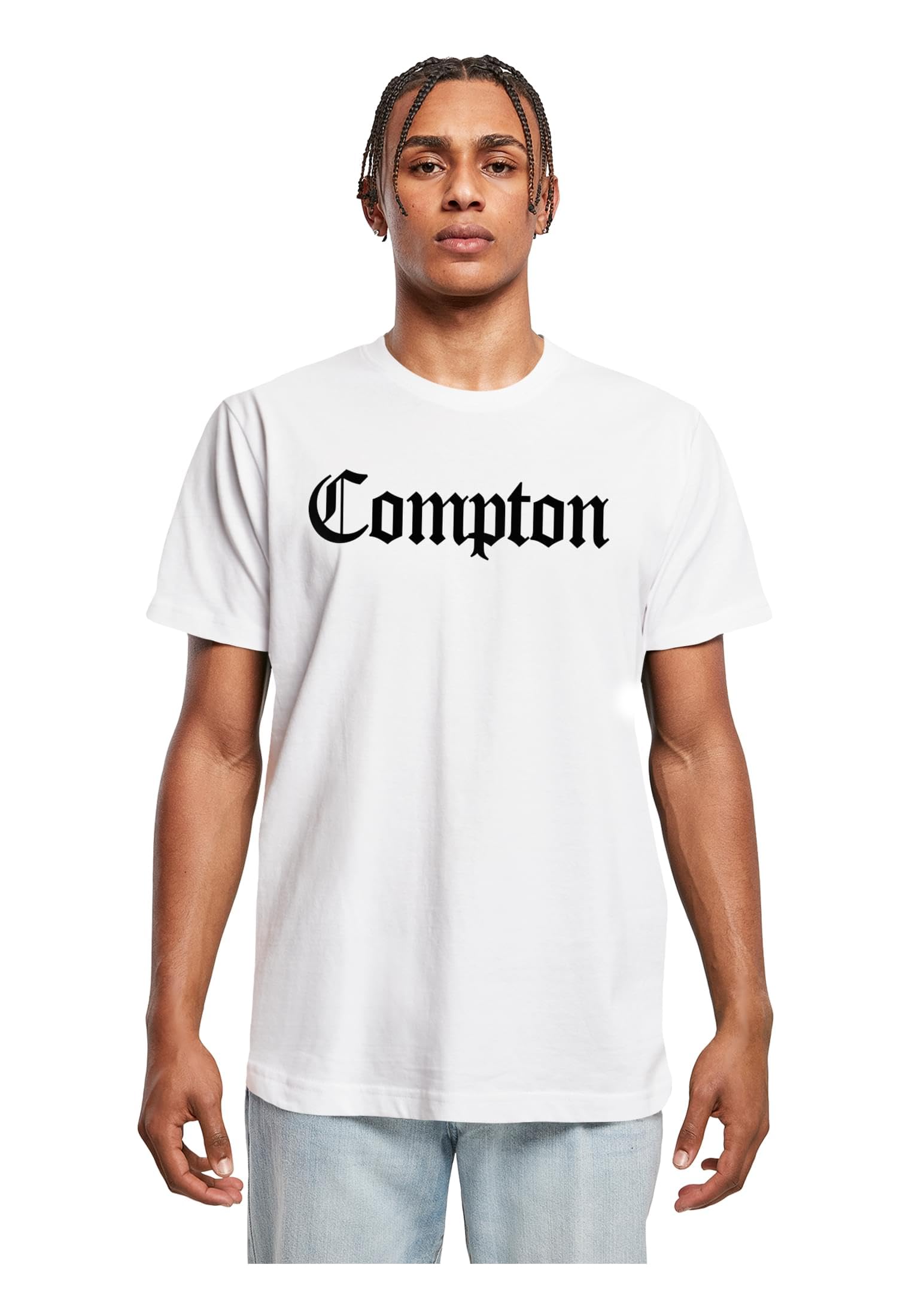 Mister Tee Compton Tee, Herren Streetwear T-Shirt, Weiß, Größe XS