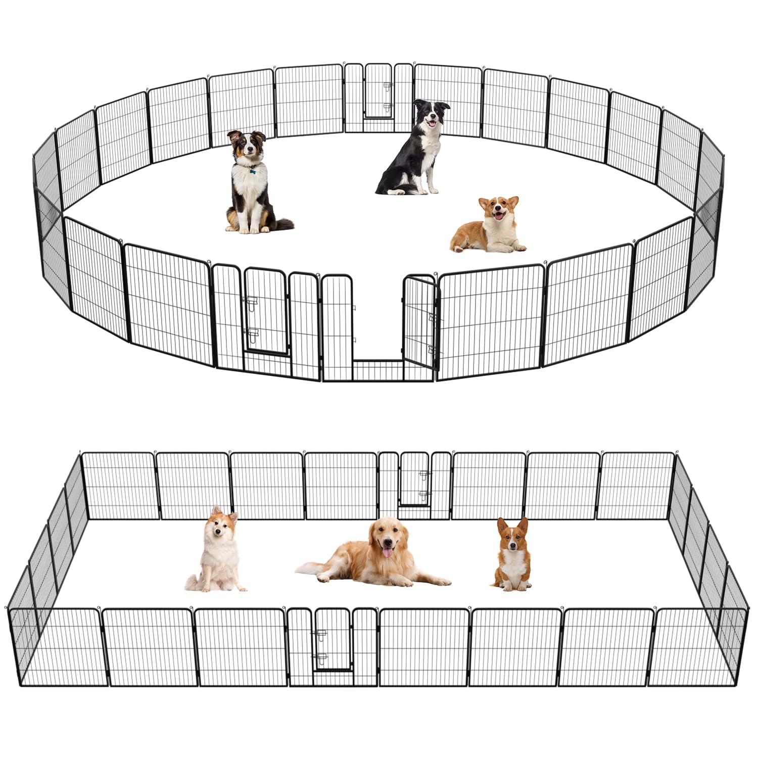 FDW Dog Playpen Dog Pen Dog Kennel 24 Panels 32 Inch Height Indoor Outdoor Folding Metal Portable Puppy Exercise Pen Heavy Duty Dog Fence for Yard
