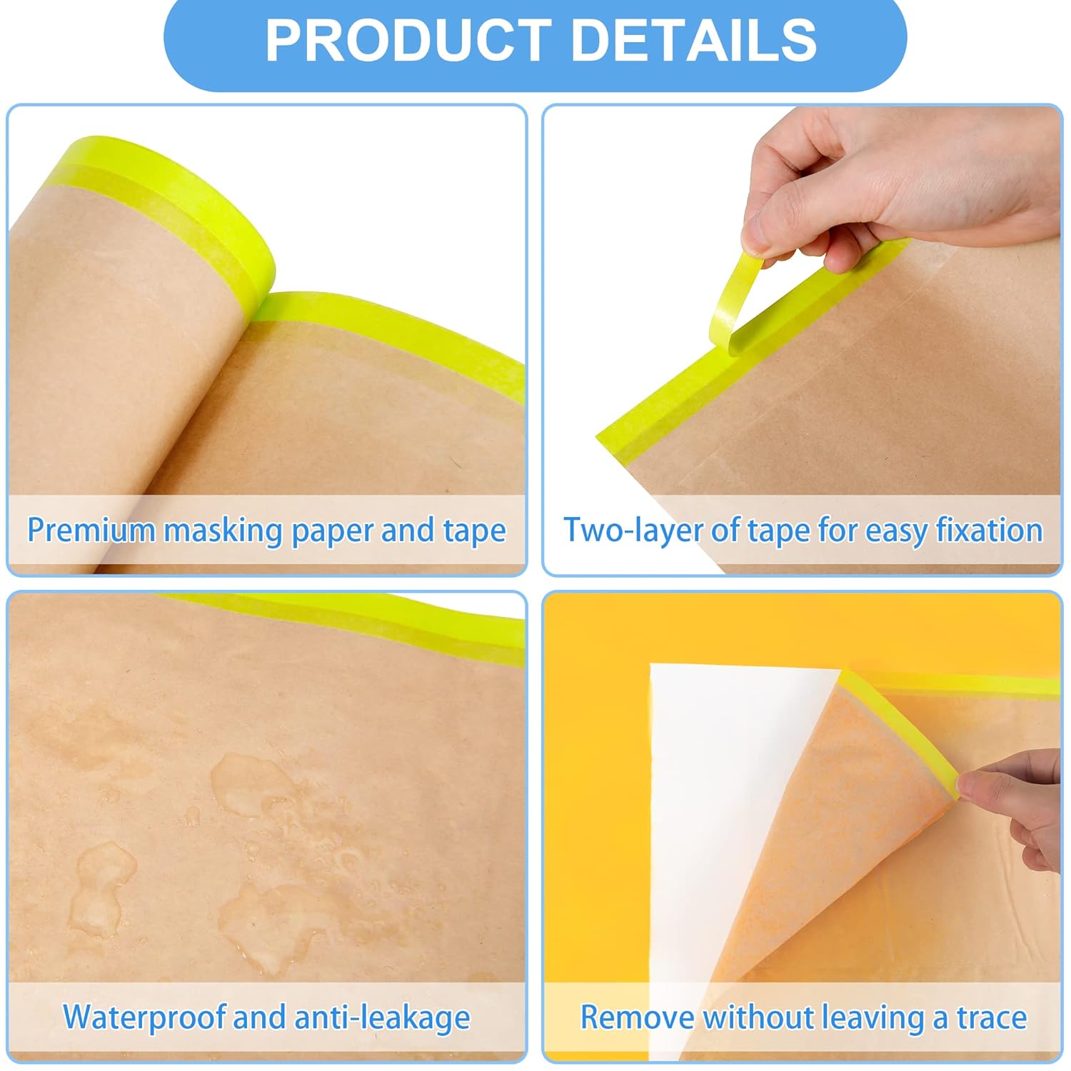MyLifeUNIT Masking Paper, 12 Pack Masking Film with Tape for Automotive Painting Covering Bundle