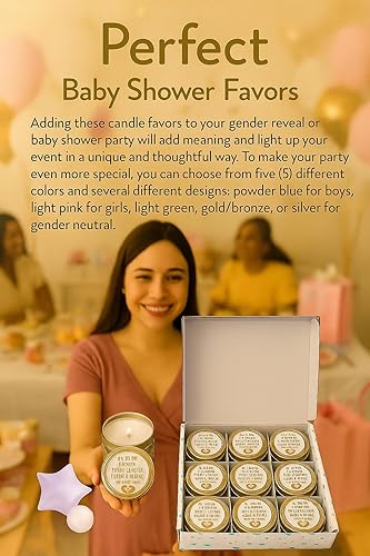 Vista 6 de Majestic Zen Juego de regalo de velas para baby shower, paquete de 9 velas de cera de soja perfumadas neutras con amanecer fresco del océano Larga