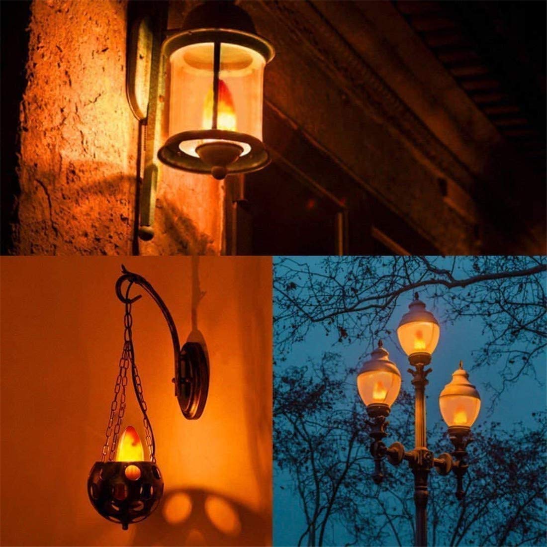 Lampadina A Effetto Fiamma A LED E12 Lampada A Candelabro con Simulazione di Fiamma A LED E12 Lampada A Candeliere 1300K Adatta per Decorazioni per Esterni/Casa/Feste (4 Pezzi),E14