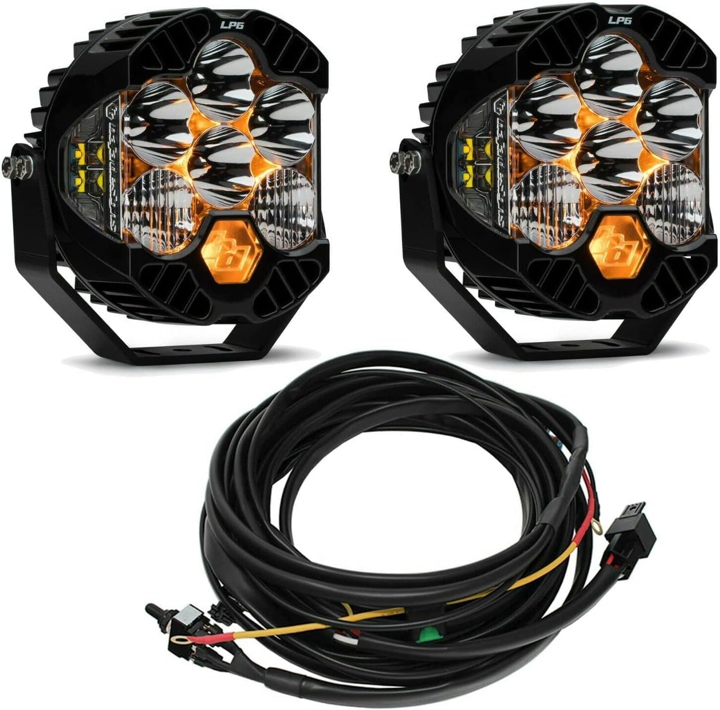 Baja DesignsPair LP6 Pro LED White Driving/Combo Light + Harness Kit