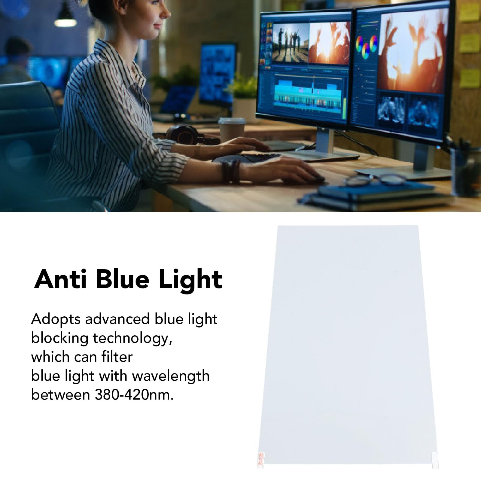 Pellicola Salvaschermo Anti Luce Blu Per Monitor 25 Pollici 16:9 - In PET, Antigraffio, Filtra Raggi UV E Luce Blu