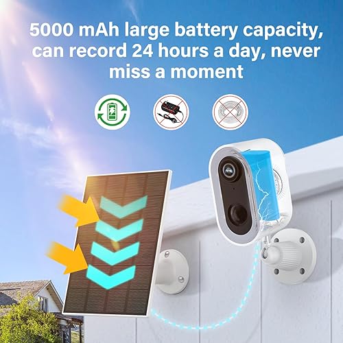 Miniatura 4 de Sistema de cámaras de seguridad solares inalámbrico para exteriores con monitor, 2 cámaras de vigilancia en el hogar, visión nocturna a color,