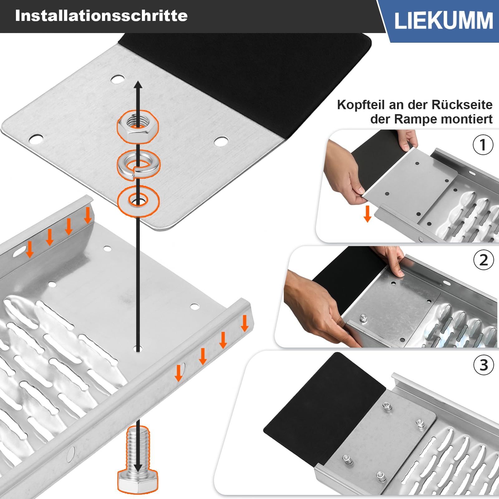 LIEKUMM 2 rampe di carico da 153 x 22,5 cm, portata 440 kg, per moto | Rampa di carico in acciaio per rimorchi, auto, garage, moto elettriche, ATV, officina, magazzino, moto