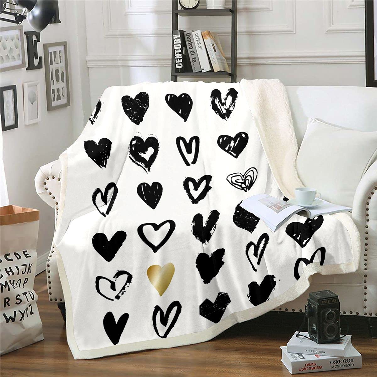 Couverture sherpa pour enfants cadeau couple style hipster romantique