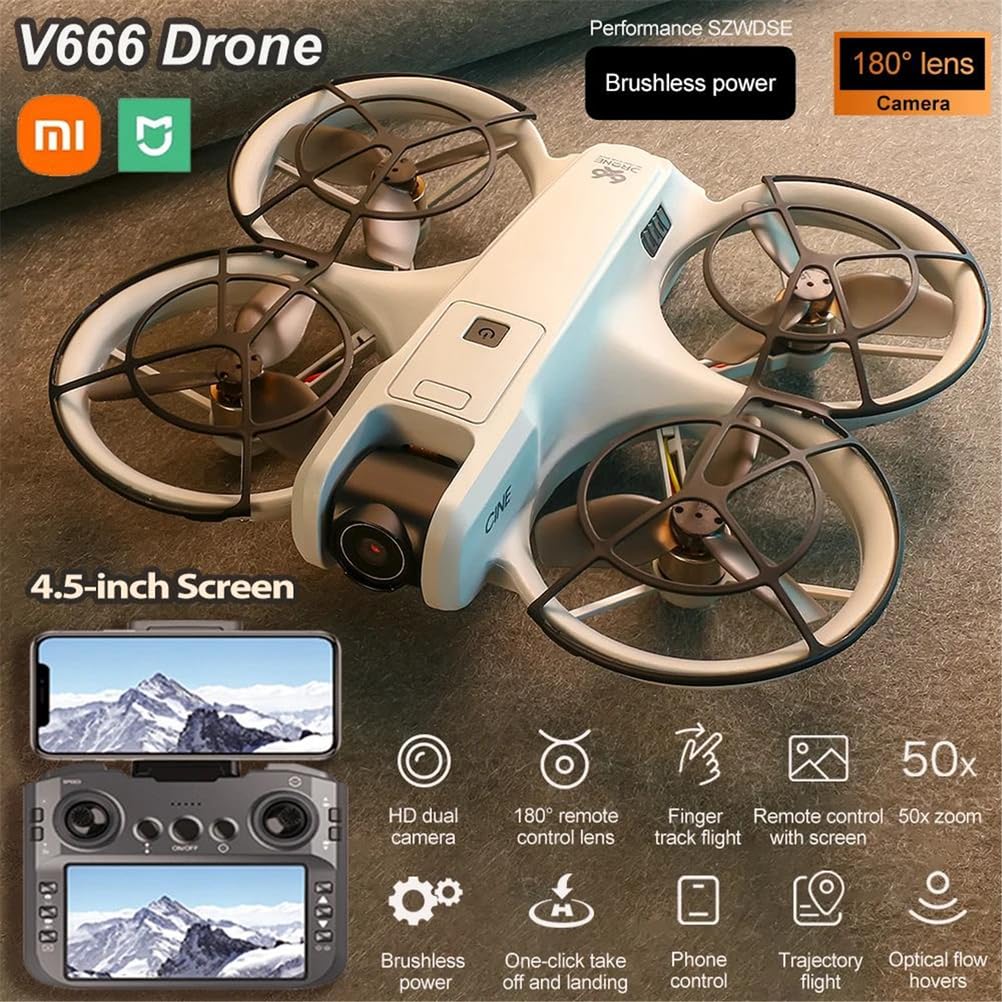 B,Single battery,v666 mini rc aerial drone 8k hd camera inteligentne unikanie przeszkód ekran 4,5 cala zdalne sterowanie silnik bezszczotkowy fpv drone zabawka