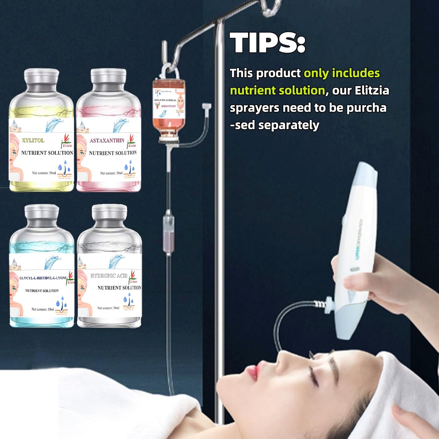 Facial Machine for Estheticians Skin Care 2 in 1 Face Oxygen Sprayer and 4 Bottles Nutrient Solution Moisturizing Pore Cleansing Spa Professional Micro-Nano Mist Beauty Salon Home Use Elitzia ETP200MS