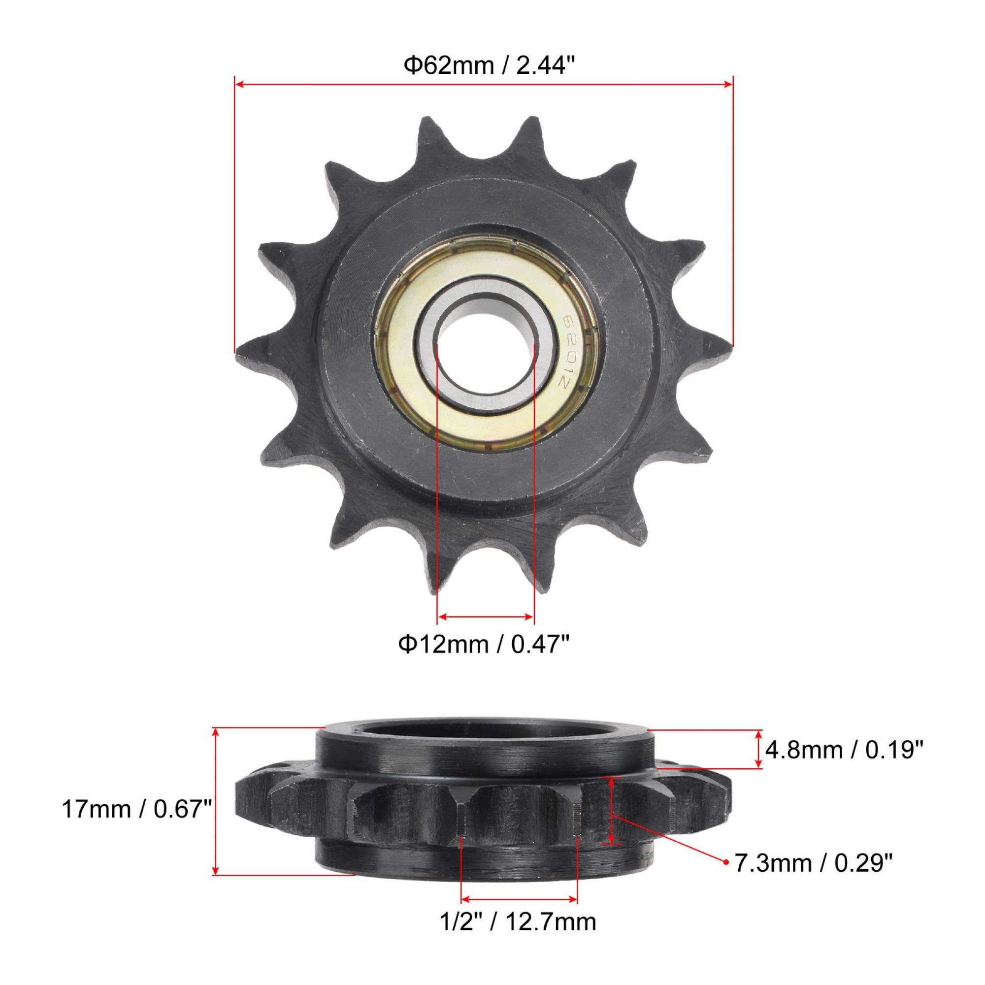 settler セトラー uxcell Chain Idler Sprocket, 12mm Bore 1/2