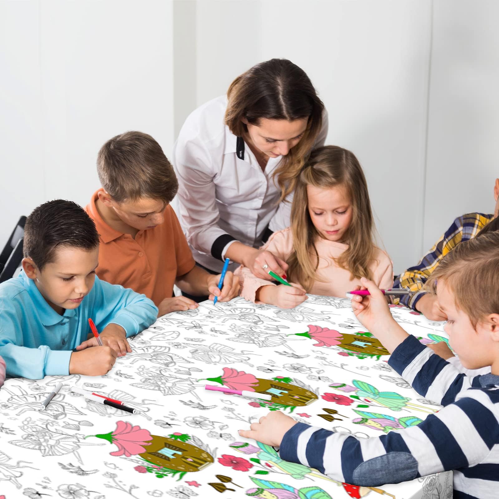 Coloring Tablecloth for Kids,137*274cm Giant Colouring Table Cloth,Paper Tablecloths Flowers and Butterflies Rectangular Table Cover for Parties,Art Coloring Educational Tablecloth for Boys Girls - Image 3