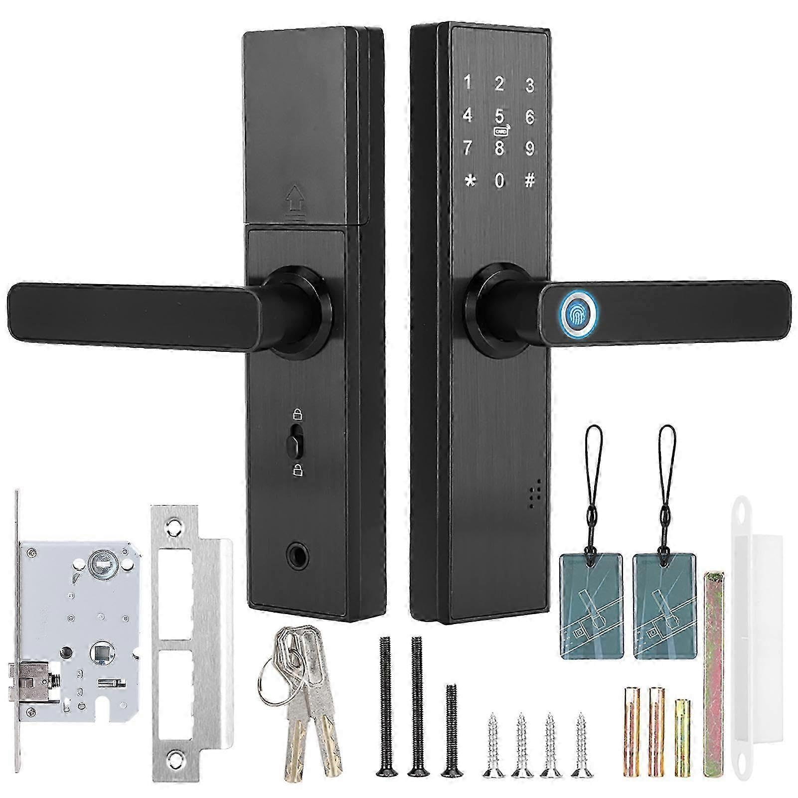 WiFi Touch Screen Fingerprint Password Ic Card Smart Door Lock with Mechanical Key for Tuya