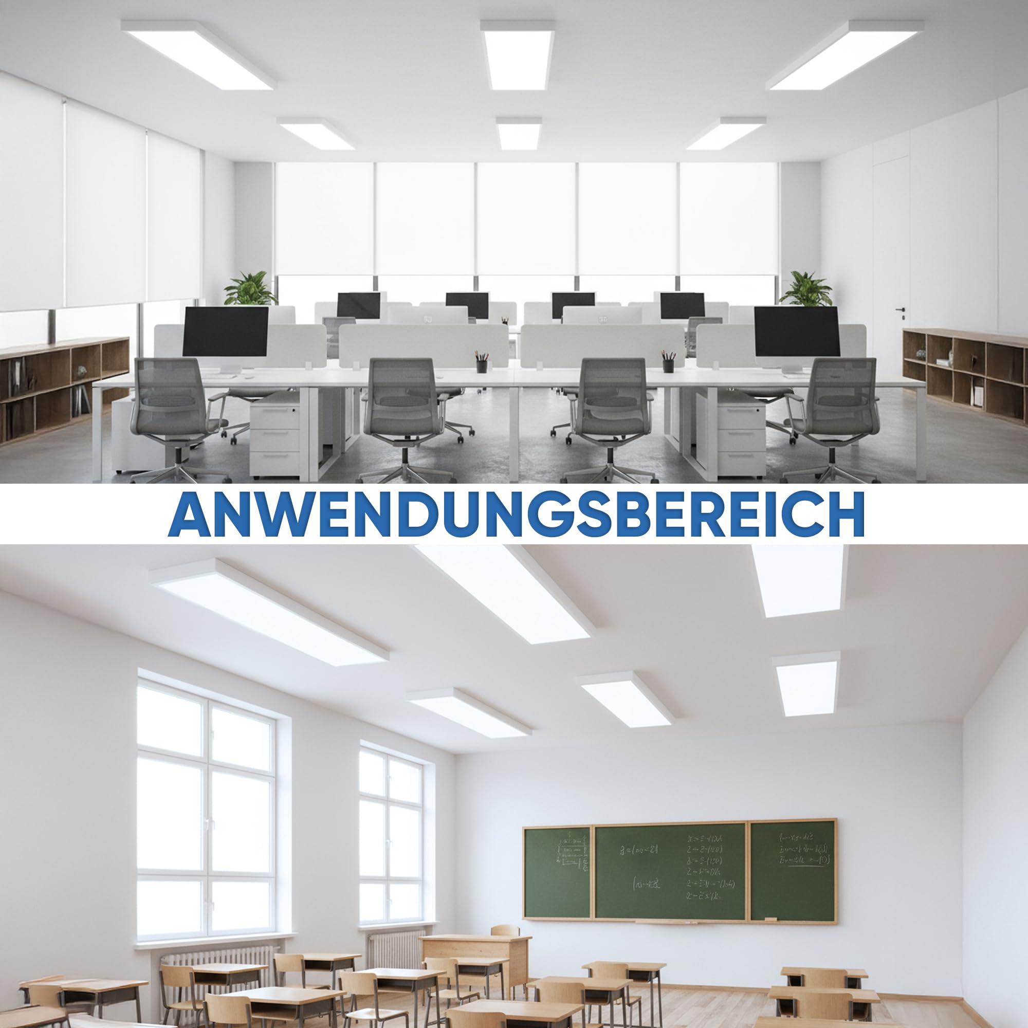 LECOM 6x LED Panel 120x30 cm Kaltweiß 6500K mit Aufbaurahmen - 4000lm Deckenleuchte Deckenpanel Aufbau mit Rahmen Aufputz Flächenleuchte