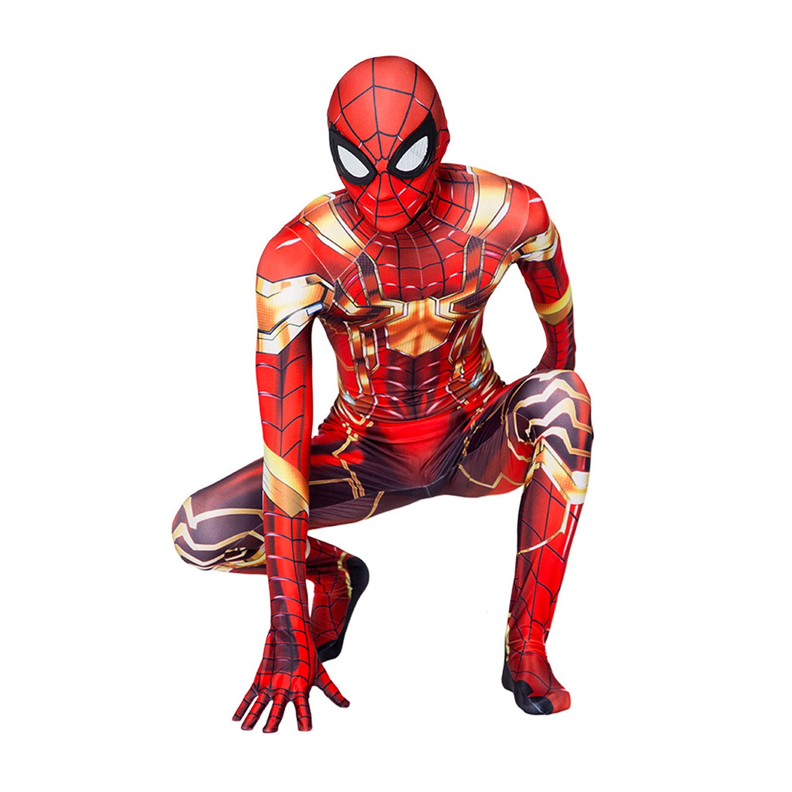 Nuitab Avengers Cosplay Jumpsuit Ps4 Iron Spiderman Fancy Dress Suit Superhero Bodysuit Children Stage Performance Outfit Props Lycra Zentai,Red-Kids/3XL 140~150cm