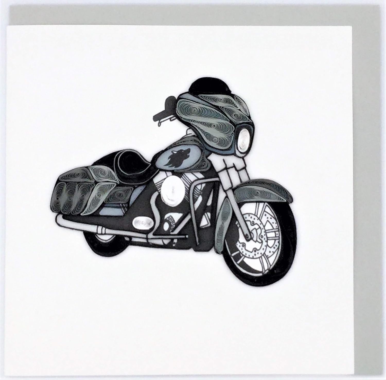 Motorcycle Quilling Greeting Card 6x6 with Envelope. Any Occasion. Blank Inside. Hand-Made. Suitable for Framing.