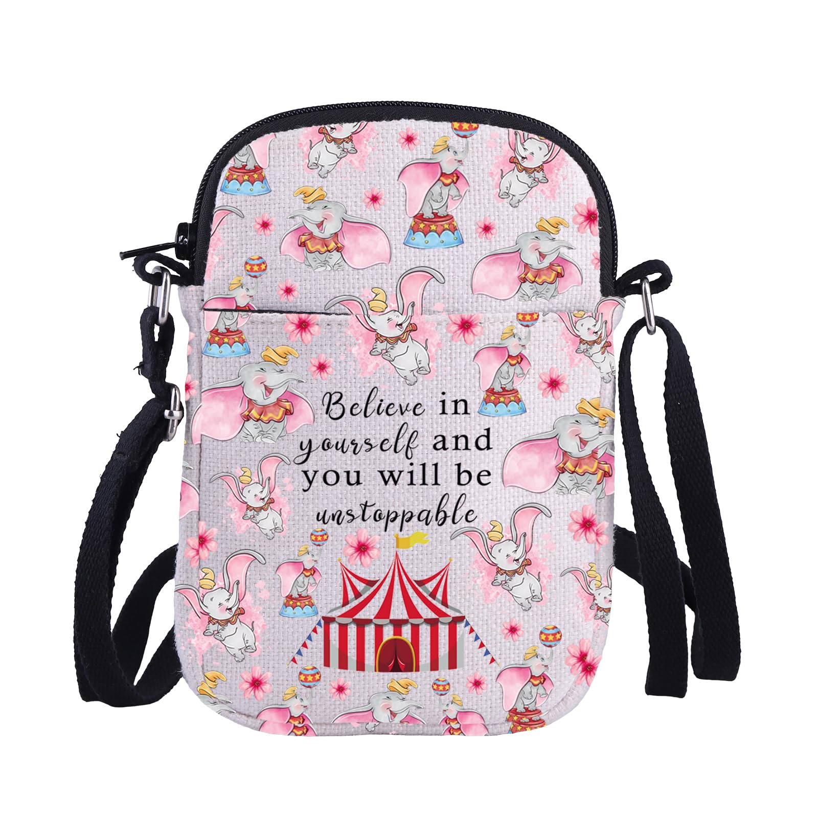 JYTAPP Flying Elephant Crossbody Bag Elephant Lover Fan Gift Believe In Yourself And You Will Unstoppable Gift