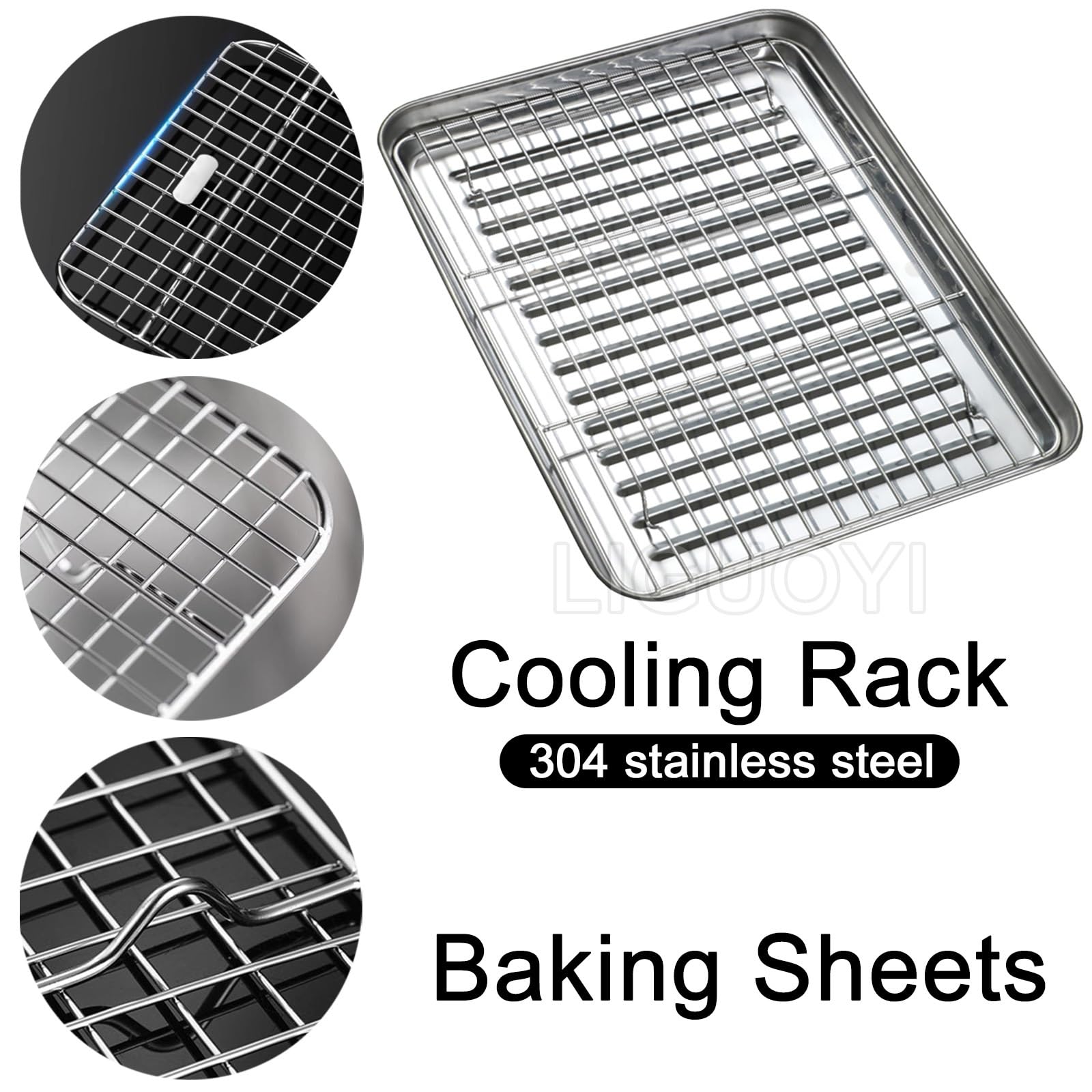 Bandeja Rectangular de Acero Inoxidable con Rejilla para Enfriar, bandejas metálicas antiadherentes y Resistentes al Calor, bandejas para Rollos de gelatina, bandejas para Hornear