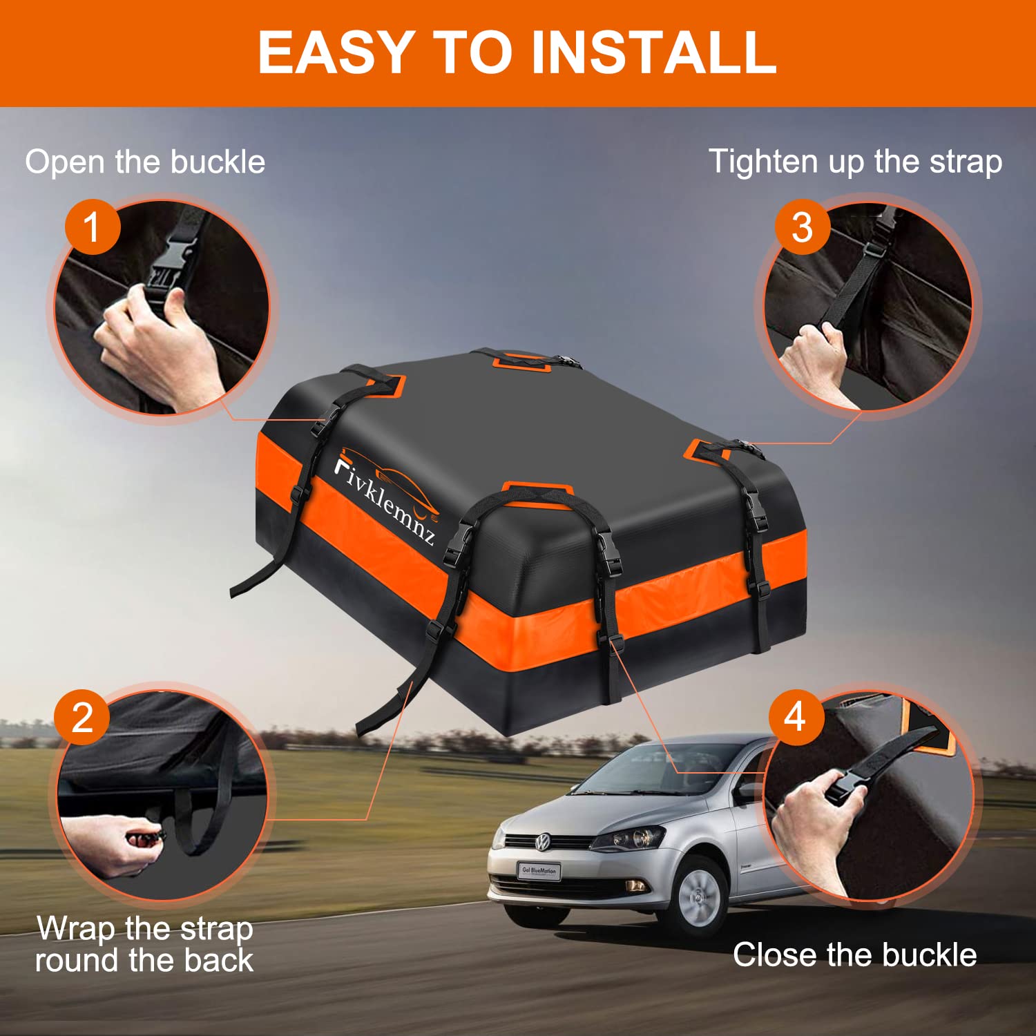 FIVKLEMNZ 15 Cubic Car Roof Bag Cargo Carrier, Waterproof Rooftop Cargo