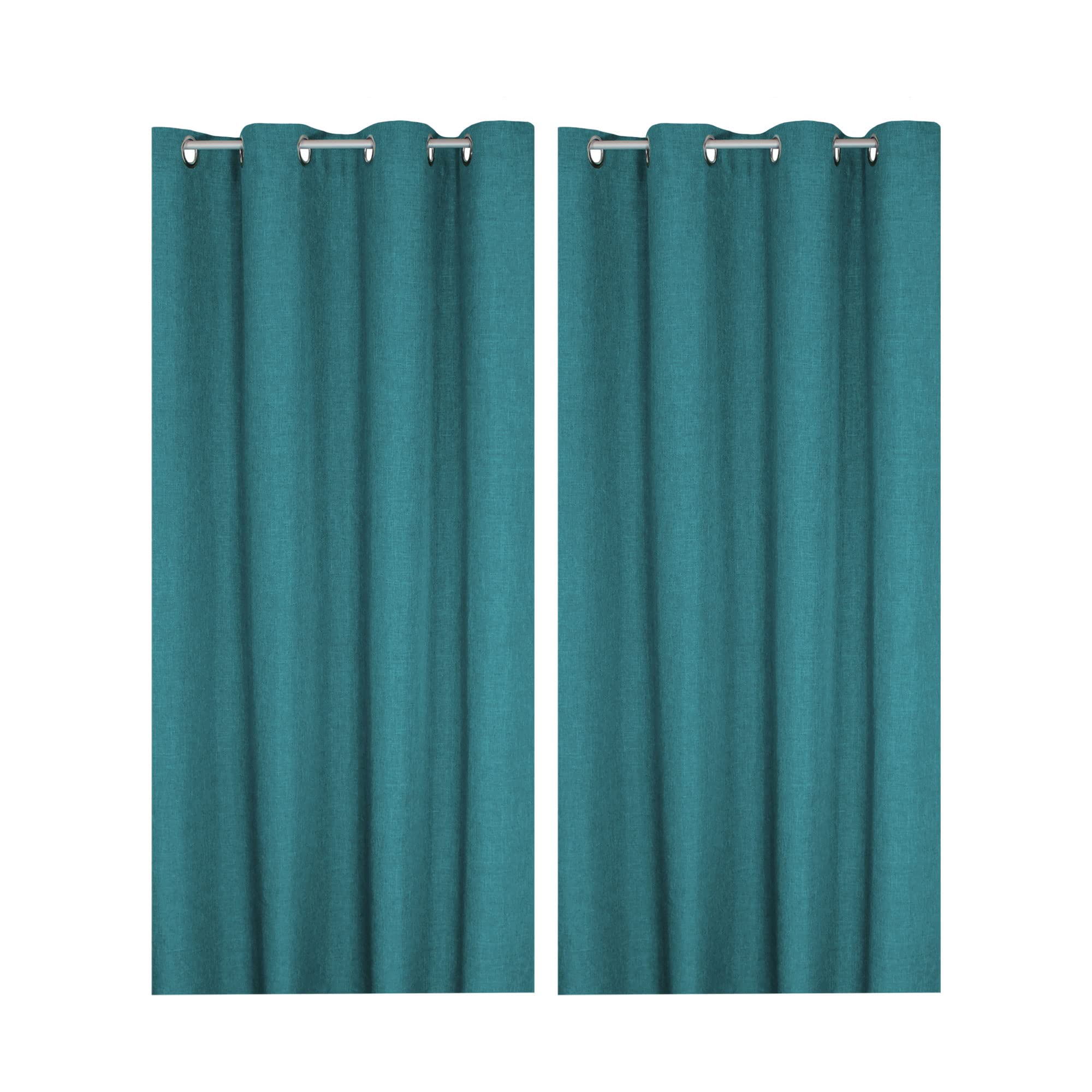 Haus und Deko Vorhang 2er Set 140 x 245 cm Petrol Leinenoptik, blickdichter Ösenvorhang mit Metall-Ösen, klassisch Elegante Gardine, Vorhänge für Wohnzimmer Schlafzimmer