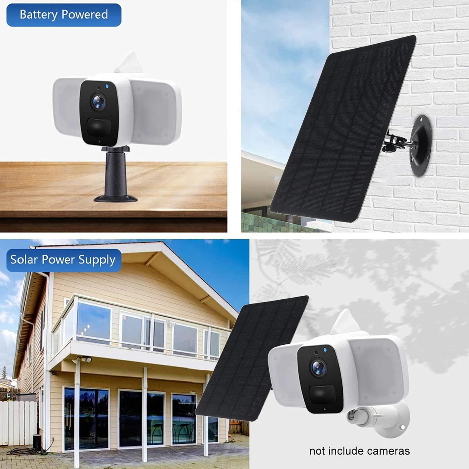 Pannello solare micro USB 10 W, 5 V, 2000 mAh, rotazione a 360 gradi, impermeabile, per fotocamera USB
