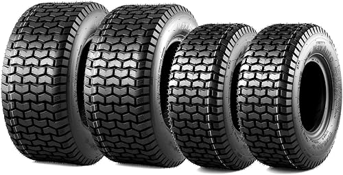 MaxAuto Juego de 4 neumáticos para cortacésped de 11 x 4.00-5 y 16 x 6.50-8 para carrito de golf sin cámara, neumáticos delanteros de 11 x 4-5 y
