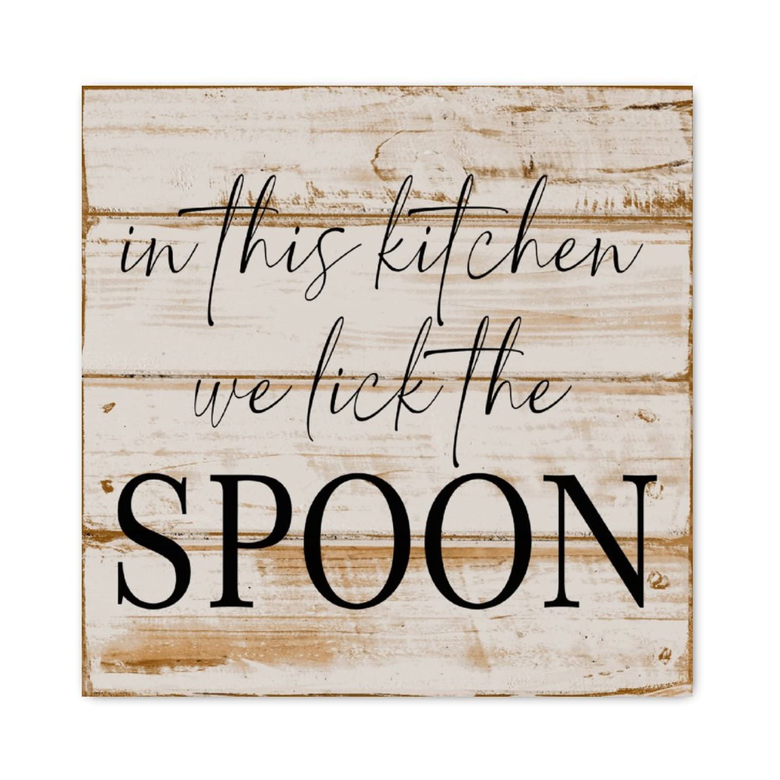 Placa de madera "In This We Lick The Spoon" para decoración de pared en pasillo y hogar