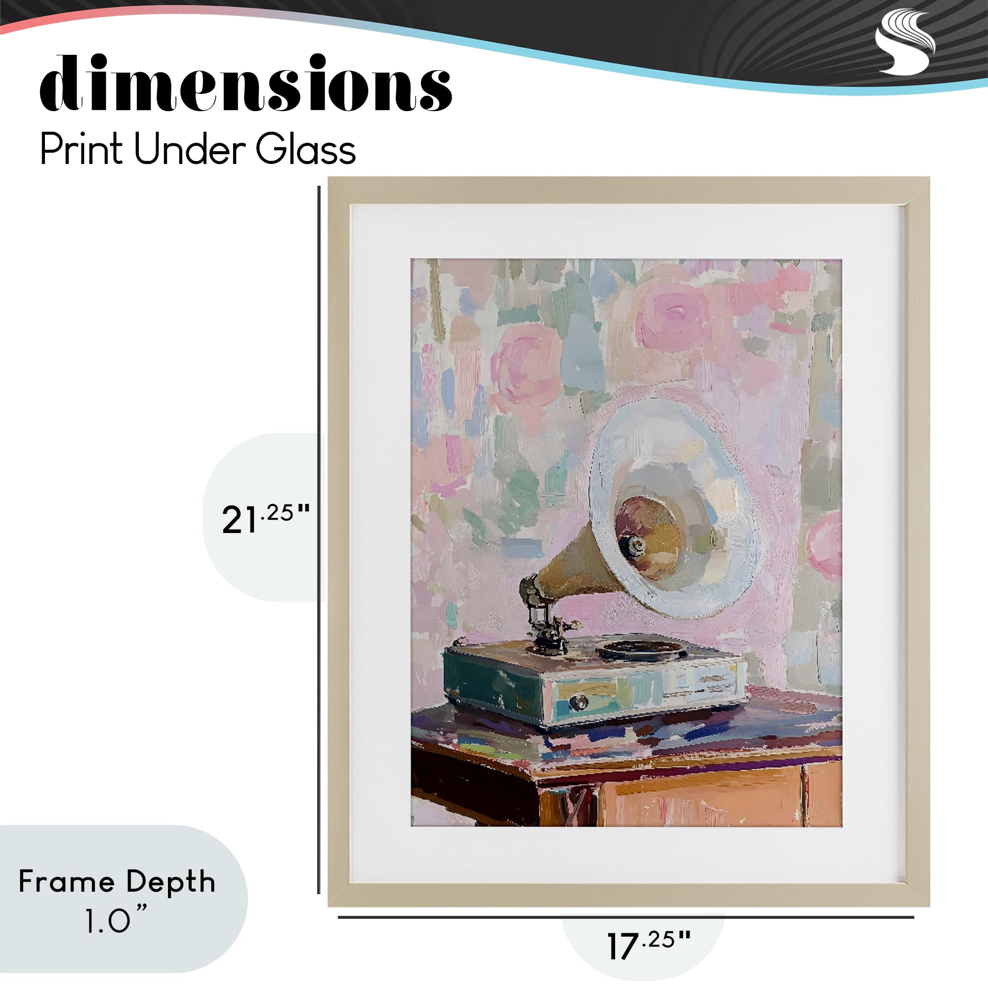 Affiche encadrée de gramophone vintage musique rétro 43,2 x 53,3 cm