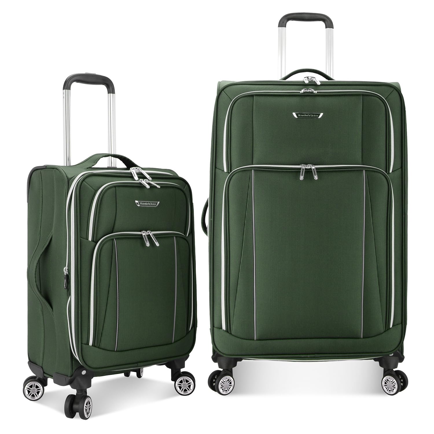 Traveler's Choice Lares Softside erweiterbares Gepäck mit Spinner-Rädern, Verde, 2 Piece Luggage Set, Lares Softside Bagaglio Espandibile Con Ruote Spinner