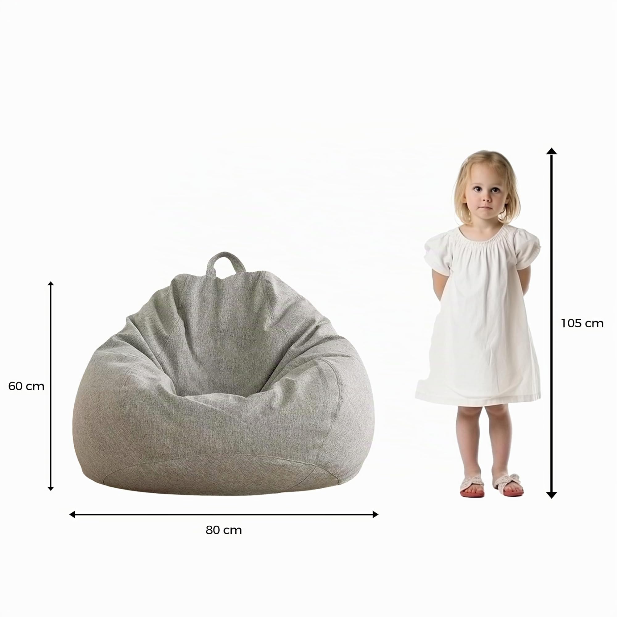 Bolsa de asiento con relleno de bola EPS, puf para sentarse en interiores (gris claro, L)
