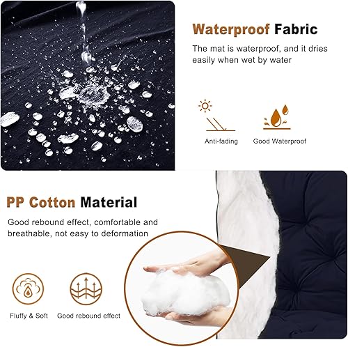 Miniatura 91 de Cojín de repuesto para columpio de 2-3 asientos, cojines de banco para exteriores con respaldo grueso de 4 pulgadas, muebles de patio, jardín, Flor