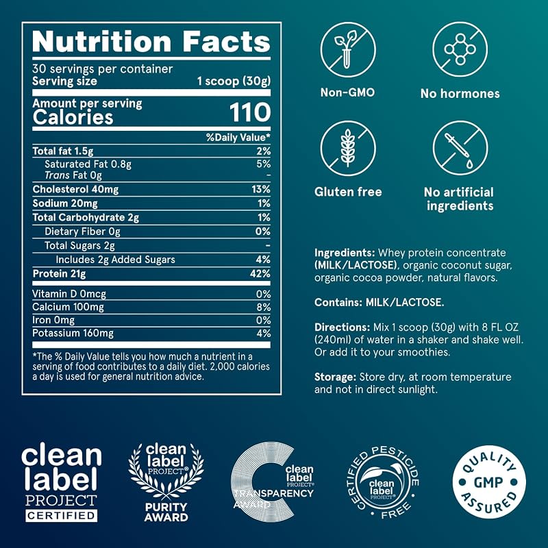 Puori PW1, Grass Fed Whey Protein Powder, Dark Chocolate, 30 Servings image 5