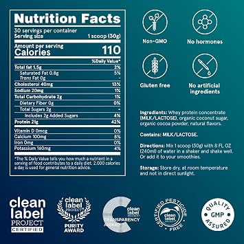 Puori PW1, Grass Fed Whey Protein Powder, Dark Chocolate, 30 Servings | Pasture-Raised Whey Protein Powder Drink Mix containing BCAA Amino Acids - Post-Workout Supplement for Muscle Gain & Recovery