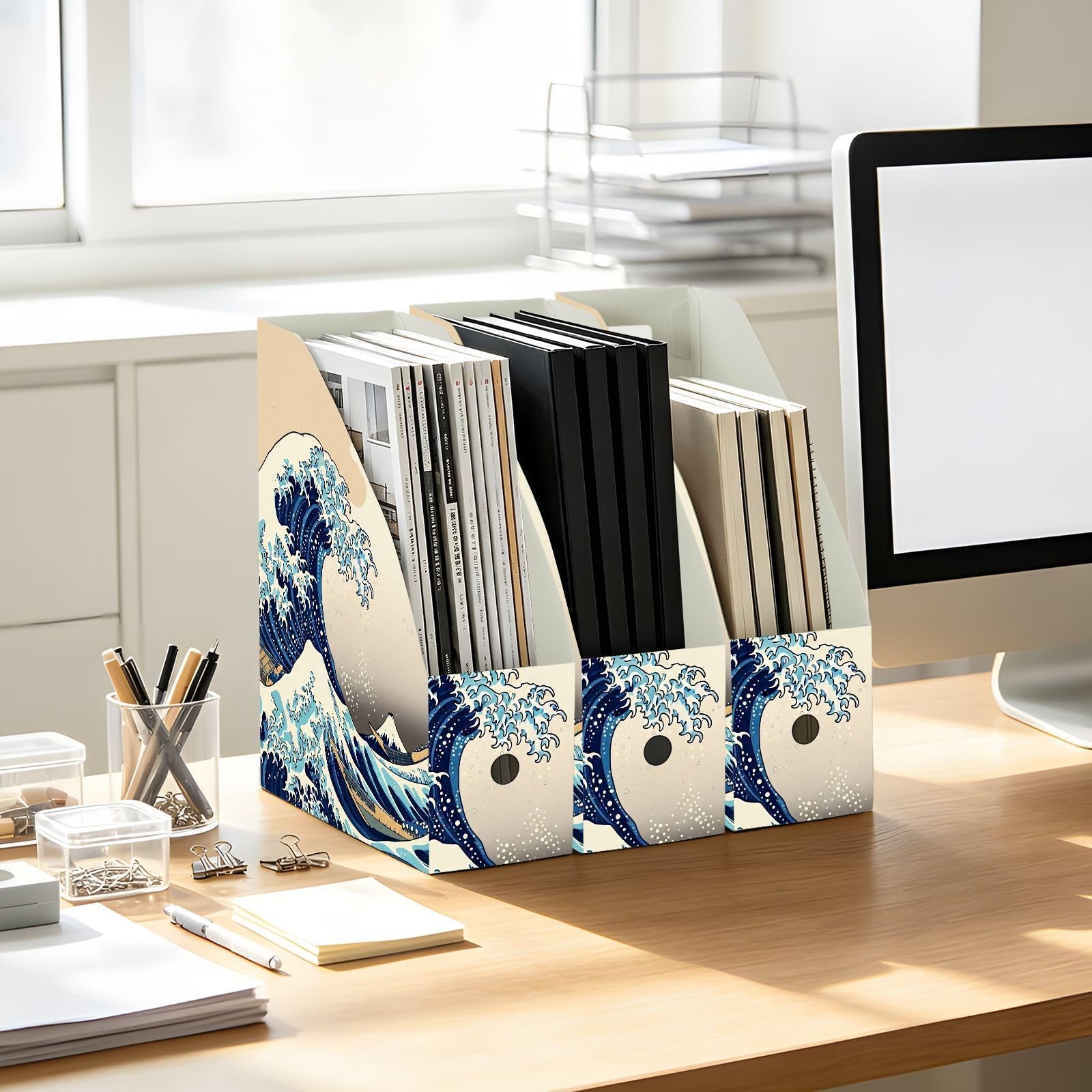 Art Water Beige Desk File Organizer, resistente all'acqua PP