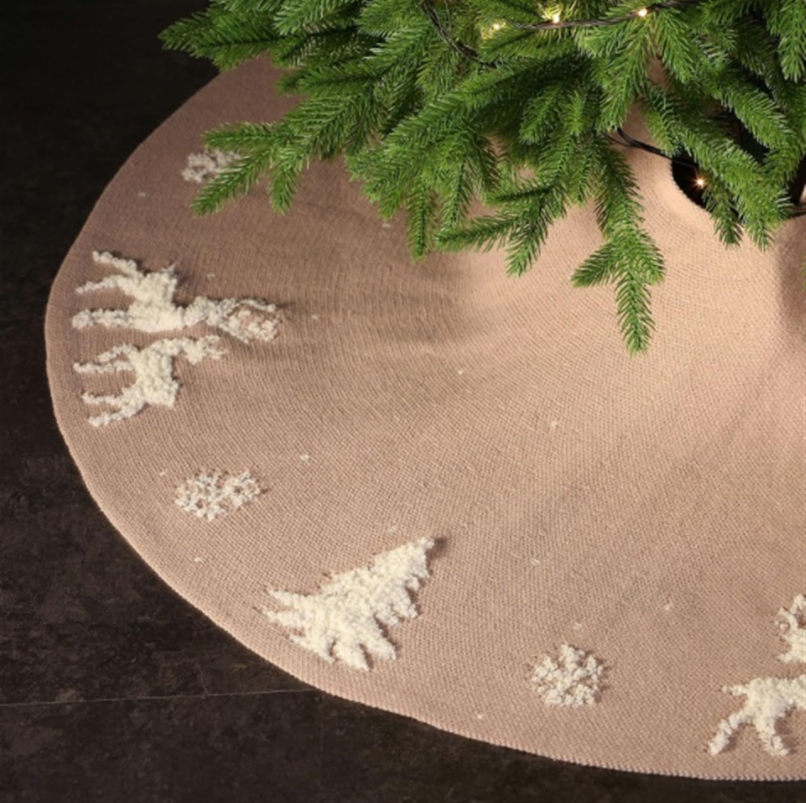 Tapis Sapin de Noel Jupe d'arbre De Noël Tricotée De 48 Pouces, Luxe pour Les Décorations De Maison De Fête De Vacances De Noël Vacances Rustiques Tapis(B)